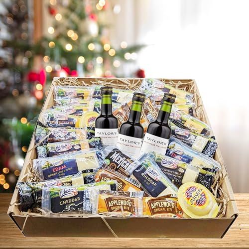 Cheese & Port Hamper - Selection of 24 Ilchester Cheese & 3 x Taylor's Port Wine Bottles 5cl