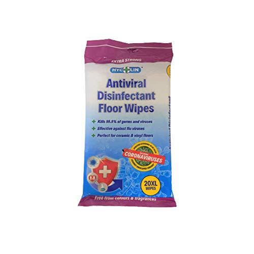 Pack of 12 Hycolin Antiviral Disinfectant Floor Wipes 20 XL Wipes, Total 240 Wipes