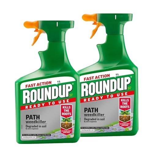 Garden Fast Action Weed Killer - Pack of 2 x 1L Ready To Use Path & Drive Concentrate Weedkiller Garden Sprayer Bundle with Topline Card. Weed Killer Extra Strong for Driveways, Paths