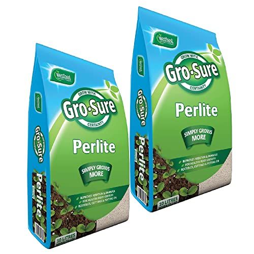 Garden Horticultural Perlite Potting Mix - Pack of 2 x 10L Gro-Sure Perlite Grit for Plant Pots with Topline Card. Garden Potting Mix Granules for Outdoor Plants or Houseplants.