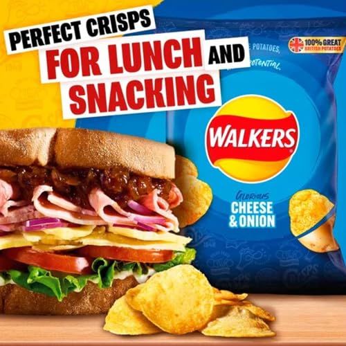 Giant Crisps Multipack Snack Box - Pack of 66 x 25g Assorted Classic Walkers Crisps Bulk Buy. Multipack Crisps Potato Snacks with Topline Card for Birthday Parties, Pub Snacks, Party Food, Camping