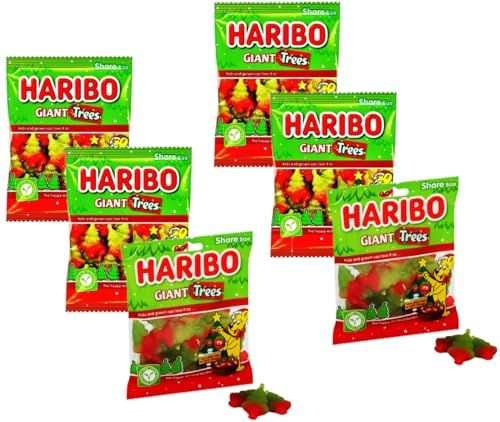 Giant Christmas Trees Jelly Sweets - Tasty Vegetarian Jelly Retro Sweets in Bulk Share Bag Pack of 6 x 160g. Great Birthday Gift for Kids Party Bag Fillers, Sweets Hamper, Movie Night with Card.