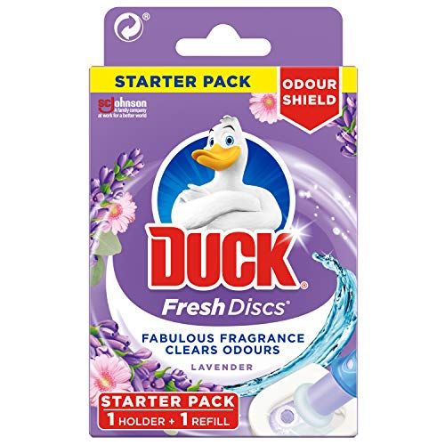 Duck Fresh Disc Toilet Cleaner Starter Pack, Toilet Bowl Sanitiser & Descaler, Lavender, 36 ml