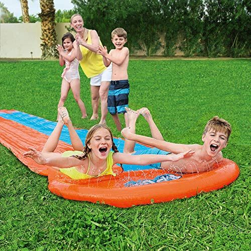 Bestway H20GO Double Lane Slip and Slide Inflatable Water Slide with Built-in Sprinklers