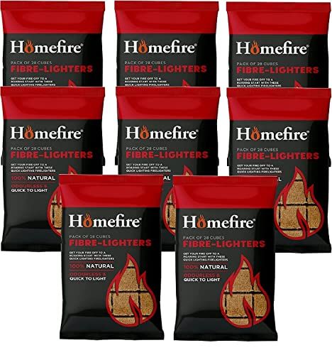 Topline Natural Wood Eco Firelighters - 224 Odourless Fire Starters Ideal for Wood Burners, Multi-fuel Stoves, Fire Pits, Pizza Ovens, BBQs, Fireplace, and Open Fire, Comes Card.