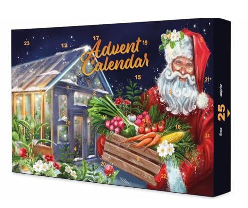 Seeds Advent Calendar - Assortment of Vegetable, Herbs & Flower Seeds with Greenhouse Grow Kit