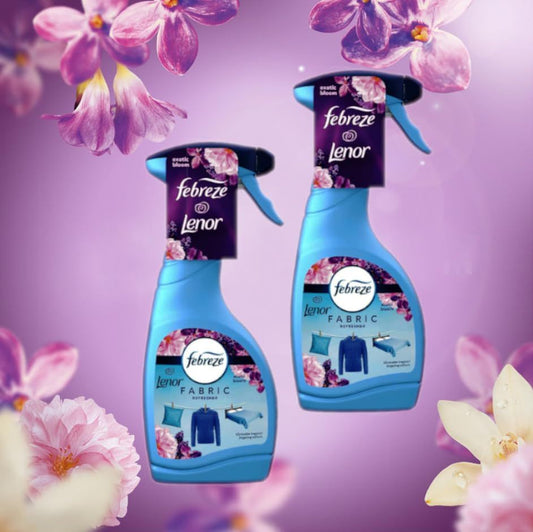 Fabric Freshener Spray Bulk Buy - Pack of 2 x 500ml Exotic Bloom Water-Based Formula Fabric Spray, Carpet Freshener Bundle. Great Odour Eliminator, Room Fresheners For Home with Topline Card.