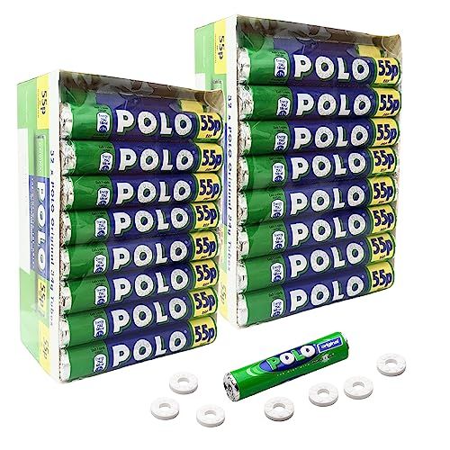 Nestle Polo Rolls Bulk Buy - 2 Boxes of 32 x 34g Original Polo Mints Tubes with Topline Card. Perfect Peppermint Mints Multipack Sweets for Your Fresh & Minty Breath.