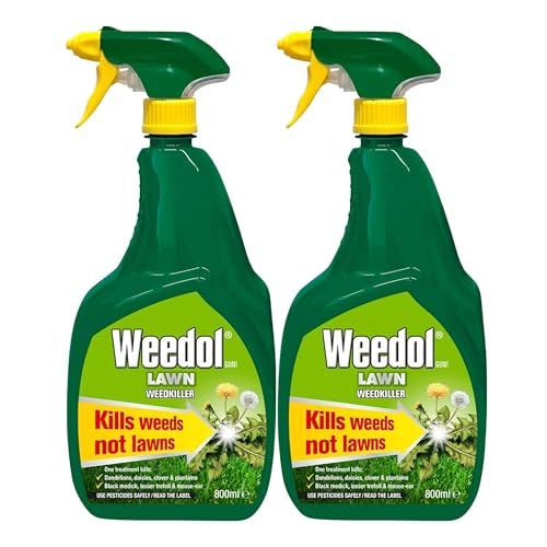 Garden Lawn Weed Killer Bundle - Pack of 2 x 800ml Ready to Use Weedol Lawn Weed Killer Weed Control with Topline Card. Strong Weed Killer for Dandelions, Daisies and more