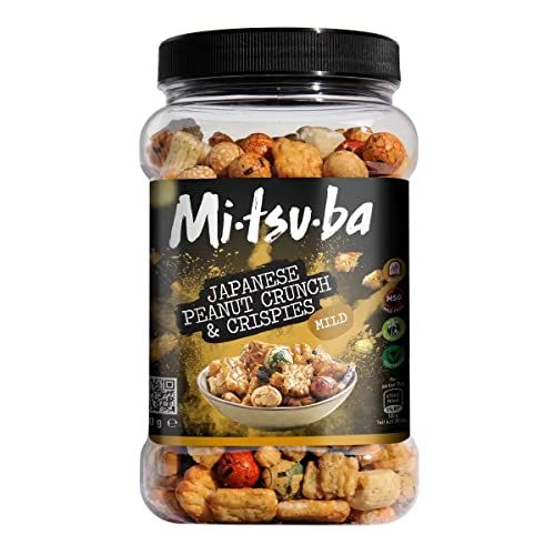 Mitsuba Japanese Rice Snacks Bulk - Assorted Mix of Rice Crackers & Peanuts with Soya Sauce and Seaweed 650g Pub Snacks with Topline Card for Party Food, Movie Nights or Birthdays