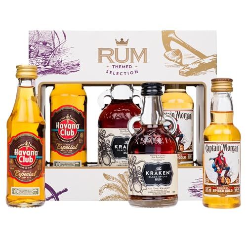 Rum Trio Collection Gift Set - 3 x 5cl Miniature Alcohol Bottles Selection for Mens Gifts for Christmas, Stocking Fillers Dad gifts. Alcohol Gift Set with Topline Card