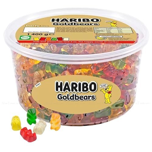 Mixed Gummies Sweets Hamper Tub - Fruit Flavour Golden Bear Jelly Sweets Bulk Buy 1.4kg with Topline Card. Christmas Gifts for Stocking Fillers, Secret Santa Gifts for Kids or Party Bag Fillers.