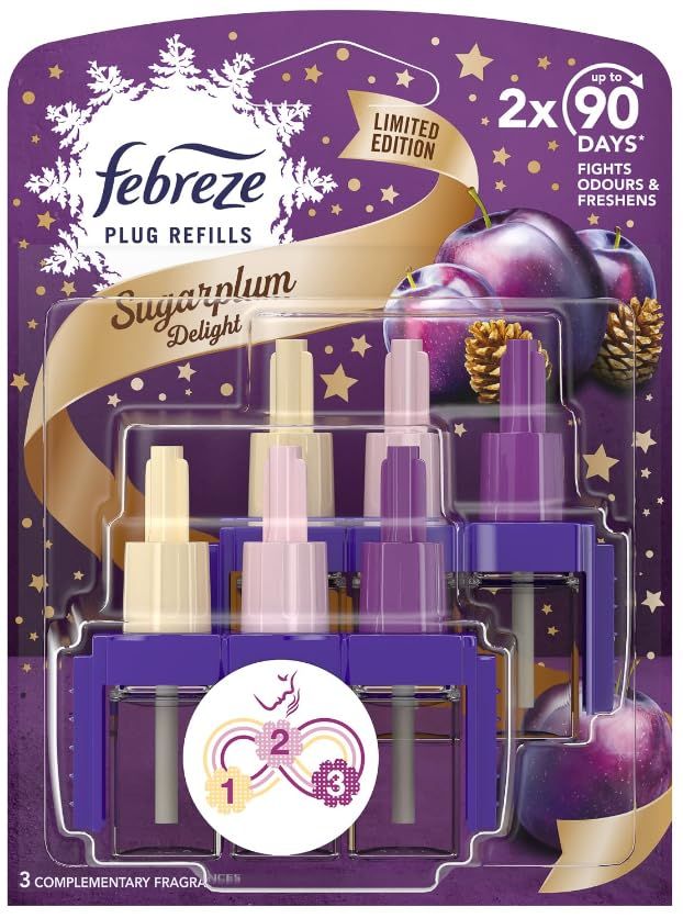 3Volution Sugarplum Delight Refill Bundle - Plug Refills with 3 Scents Home Air Freshener Pack of 2 x 20ml with Topline Card