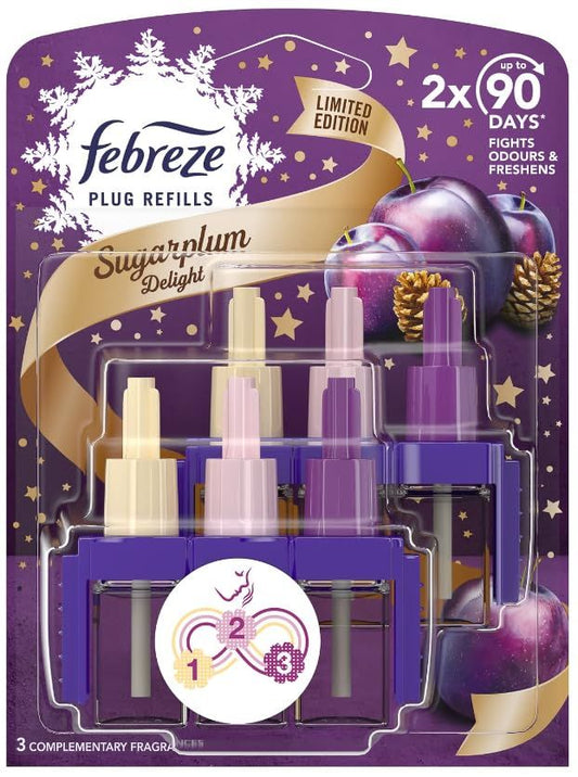 3Volution Sugarplum Delight Refill Bundle - Plug Refills with 3 Scents Home Air Freshener Pack of 2 x 20ml with Topline Card