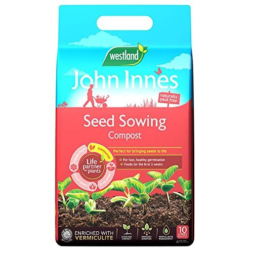 John Innes Seed Sowing Compost - Westland Peat Free 10L Seed Potting Seedling Compost Bag with Topline Card. Garden Soil Compost for Vegetables, Outdoor & Indoor Plants.