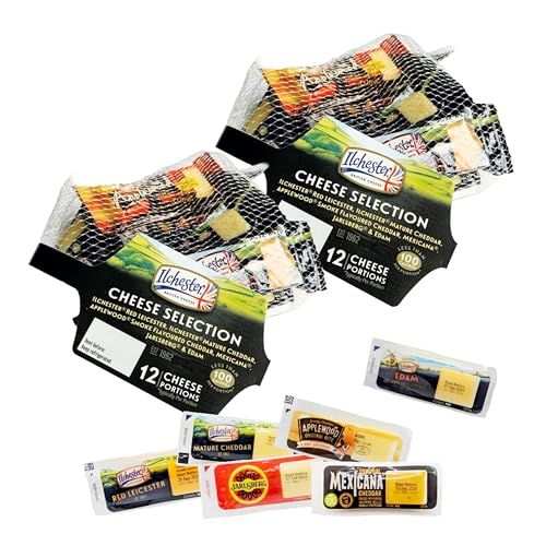 Mini Cheese Selection for Cheese Board - Pack of 2 x 12 Individually Wrapped 6 Different Flavour Cheese Portions Great with Chutney or Jam for Lunch Box, Cheese Gift Set, Hampers for Men or Birthday