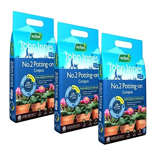 Westland Peat Free Garden Compost - John Innes No2 Potting-On Compost 3 x 10L Bags. Potting Compost for Outdoor Plants, Vegetables Growing or House Plants with Topline Card.