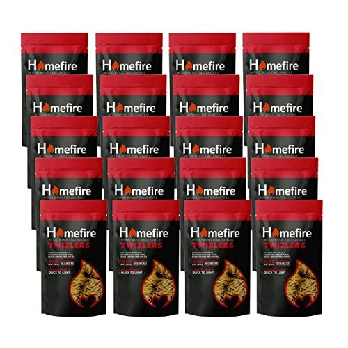 Topline Homefire Wood Wool Fire Lighters - Pack of 20 x 300g Easy to Light 100% Natural Twizlers Firelighters Card for Charcoal BBQâ€™s, Pizza Oven, Fire Pits, Wood Burners, Barbecue, Camping.