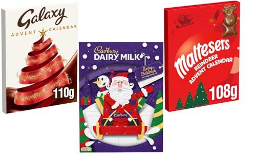 Maltesers 108g, Cadbury 90g & Galaxy 110g Advent Calendars with Topline Card