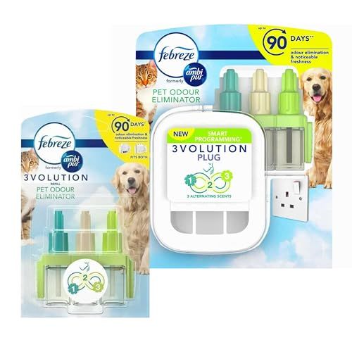 3Volution Pet Odour Eliminator Bundle of Air Freshener Refills 2x20ml & Plug In Diffuser with Topline Card