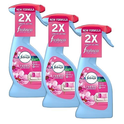 Fabric Freshener Room Spray Bundle - Pack of 3 x 375ml Blossom & Breeze Water-Based Formula Fabric Spray, Carpet Freshener Odour Eliminator with Card. Room Fresheners for Home Bulk Buy