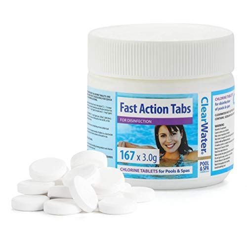 Clearwater CH0022 Fast Action Tabs, Chlorine Tablets for Hot Tub and Pools, Quick Dissolving, 167 Tablets