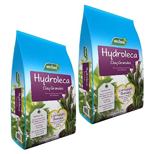 Topline Garden Hydroleca Clay Granules Bundle - Pack of 2 Lightweight Hydroleca Ceramic Clay Pebbles 10L Bags Card. Potting Mix for House Plants, Orchids, Cactus and more..