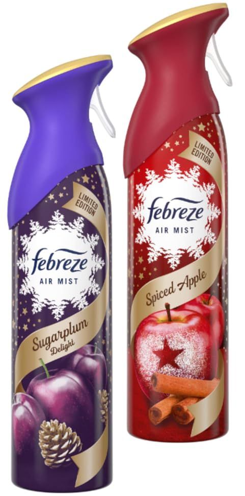 Spiced Apple & Sugarplum Air Fresheners - Limited Edition Room Spray Christmas Air Freshener Pack 2 x 300ml. Great Christmas Gifts for Her, Room Freshener Stocking Fillers with Gift Card