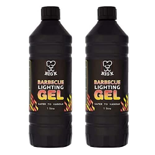 Topline Pack of 2 Big K Barbeque Firelighter Odourless Gel - BBQs, Firepits- Fires & Log Burners - Camping Grill - Bonfire - Ethanol Burners- 1000ml With Unique Card.