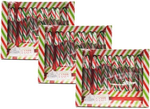 Christmas Candy Canes Sweets Bulk - Pack of 3x12 Peppermint Green, Red & White Candy Canes 144g with Topline Card