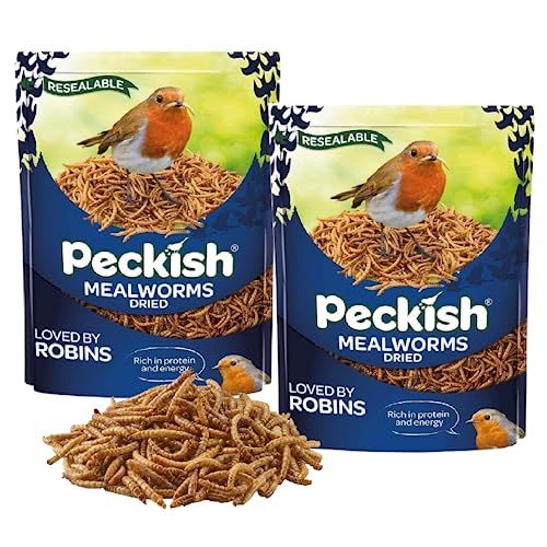 Peckish High Protein Dried Mealworms - Pack of 2 x 175g Dried Mealworms for Wild Birds with Topline Card. High Protein Bird Food Suitable for Bird Table, Hanging Feeders Or Ground Feeder.