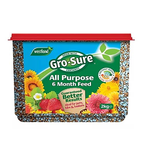 Gro-Sure Plant Food Fertilizer - 2kg All Purpose 6-Month Slow Release Plant Food Granules for Outdoor Plants with Topline Card. Garden Fertiliser for Plants, Vegetables or Houseplants.