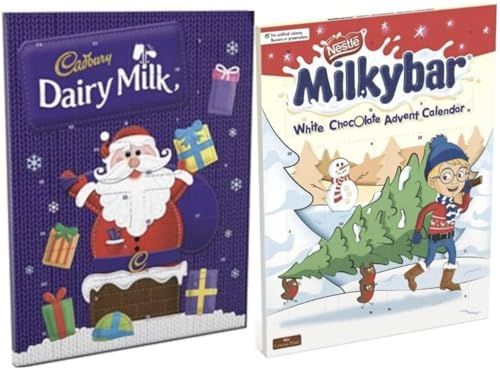 Cadbury Dairy Milk 90g & Milkybar 85g Advent Calendars with Topline Card