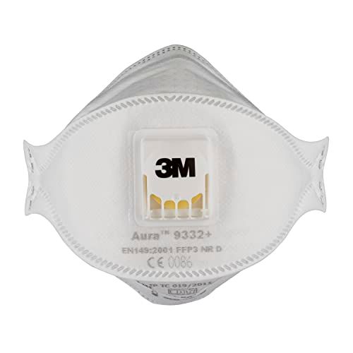 3M Aura Insulation and Hardwood Respirator 9332+, FFP3, valved, 10/PK