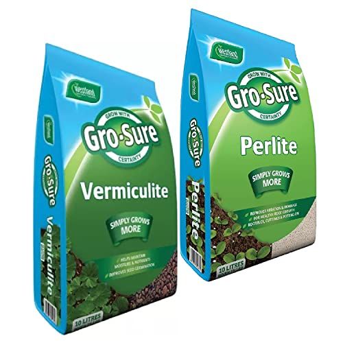 Topline Gro-Sure Perlite & Vermiculite Bundle - Horticultural Perlite Granules 10L & Vermiculite Flakes 10L Garden Compost Potting Mix for Vegetables, House Plants Thank You Card.