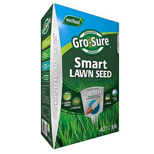 Garden Grass Lawn Seeds - 1.6kg Aqua Gel Coated Smart Lawn Grass Seed 40msq. Fast to Grow Lawn Care with Topline Card for Patch Repairs, Suny or Shady Lawn.