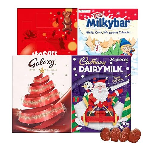 4 Different Advent Calendars Milk & White Chocolate with Topline Card