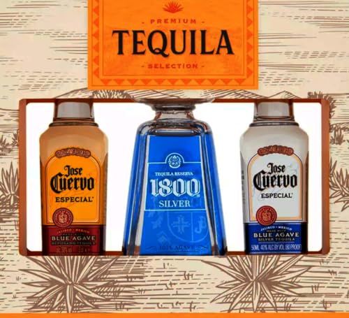 Premium Selection Tequila Gift Set - 3 x 5cl Flavoured Tequila Jose Cuervo Miniature Alcohol Bottles Gift Set. Great Christmas Gifts for Men, Dad Gifts for Stocking Fillers with Topline Card.