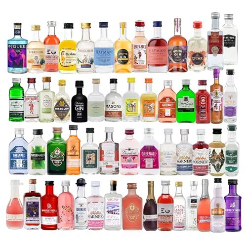 Gin Miniatures Bottles Selection Bundle - Randomly Selected 6 x 5cl Flavoured Gin Miniature Alcohol Bottles with Topline Card. Great Gin Set for Mum Birthday Gifts or Party Bag Fillers for Gin Lovers