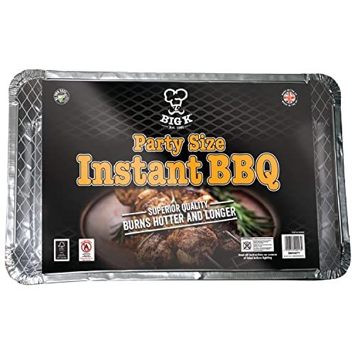 Big K Disposable Instant BBQ Tray - Party Size All In One Barbecue Instant Light Charcoal Grill Tray with Topline Card. Ideal for Garden BBQs, Camping, Outdoor Party, Picnics.