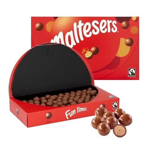 Maltesers Milk Chocolate Gift Box - Pack of 2 x 310g Crunchy Milk Chocolate Balls with Honeycomb Centre. Chocolate Gift for Mum Birthday Gifts, Chocolate Hamper, Party Bag Fillers with Topline Card