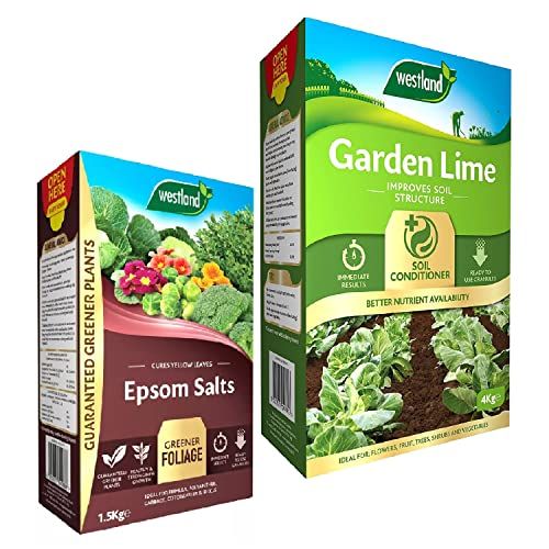 Garden Plant Food Fertiliser Bundle - 4kg Garden Lime Soil Conditioner & 1.5kg Epsom Salt Green Foliage Fertilizer for Growing Healthy and Stronger Garden Plants with Topline Card.