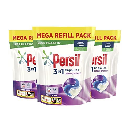 Persil 3 in 1 Colour Protect Laundry Washing Capsules keeps colours bright mega refill pack 3x 50 capsules (150 washes)