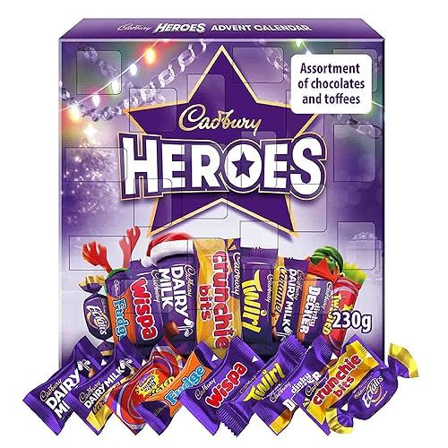 Heroes Chocolates & Toffees Christmas Countdown Calendar 230g with Topline Card