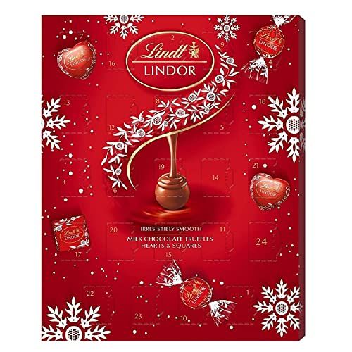 Lindor Advent Calendar - Chocolate Balls, Hearts and Squares 300g with Topline Card