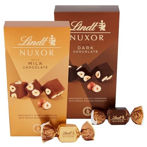 Nuxor Chocolate Gift Box - Finest Dark & Milk Chocolate Velvet Nutty Gold-Wrapped Cubes Pack of 2 x 165g Great Christmas Gifts for Couples, Chocolate Hamper for Birthday Gift with Topline Card