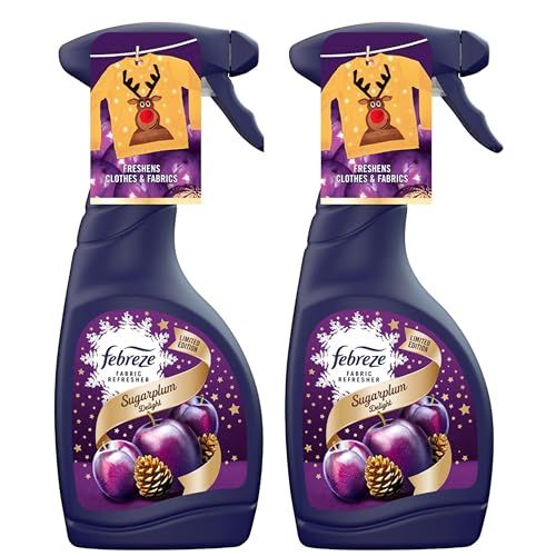 Fabric Freshener Room Spray Bundle - Pack of 2 x 500ml Limited Edition Sugarplum Delight Fabric Spray, Carpet Freshener, Odour Eliminator with Topline Card. Room Freshener for Home Bulk Buy