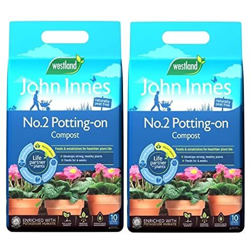 Westland Peat Free Garden Compost - John Innes No2 Potting-On Compost 2 x 10L Bags. Potting Compost for Outdoor Plants, Vegetables Growing or House Plants with Topline Card.