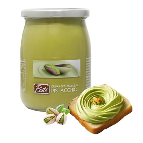 Pistachio Cream Paste Glass Jar - Italian Delight 600g Pistachio Paste Spreadable Butter with Topline Card. Pisti Pistachio Cream Cooking Cream for Pistachio Ice Cream, Sandwich Spread, Cake Baking