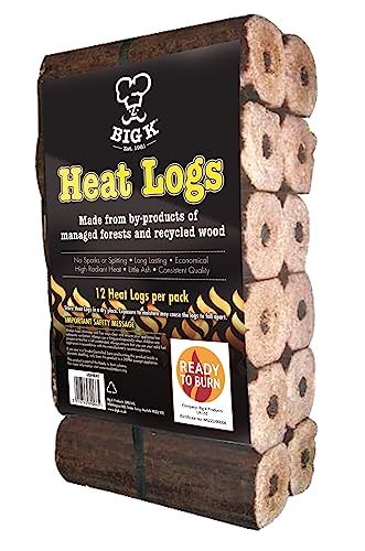 Big K Compressed Saw Dust Heat Logs, Pack Of 12-14 100% Natural Heat Logs